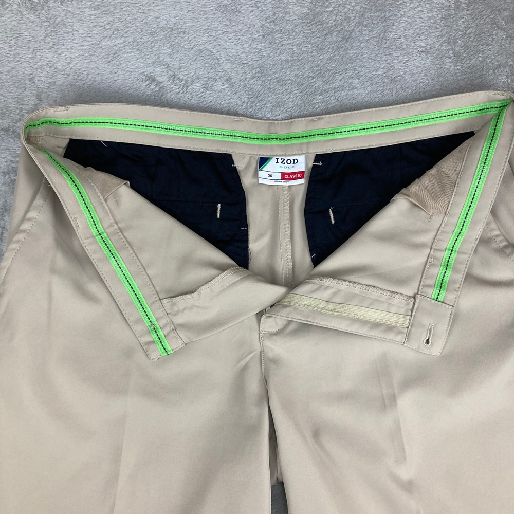 IZOD Golf Classic Mens 36 Beige Shorts Flat Front Casual Active - Picture 8 of 14
